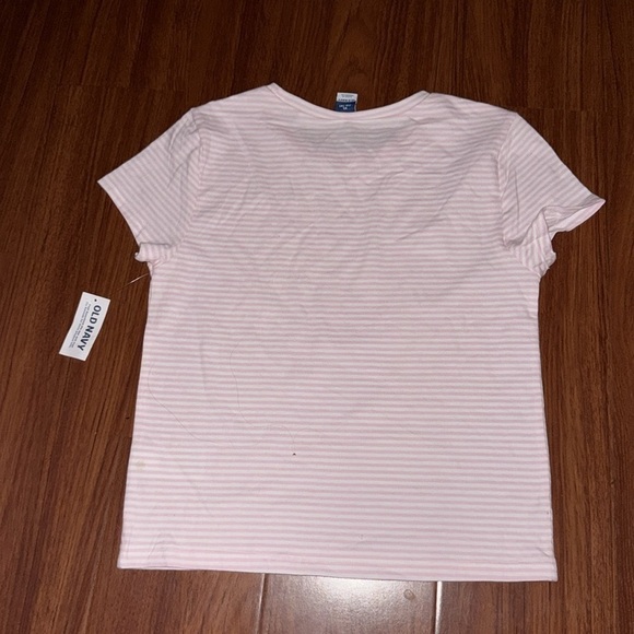 NWT old navy striped pink white crop top t-shirt short sleeve kid XL women S-XS - Picture 7 of 7